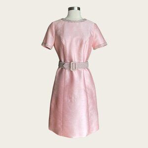Vintage 50’s Andora Pink Beaded Silk Wool Cocktail Dress